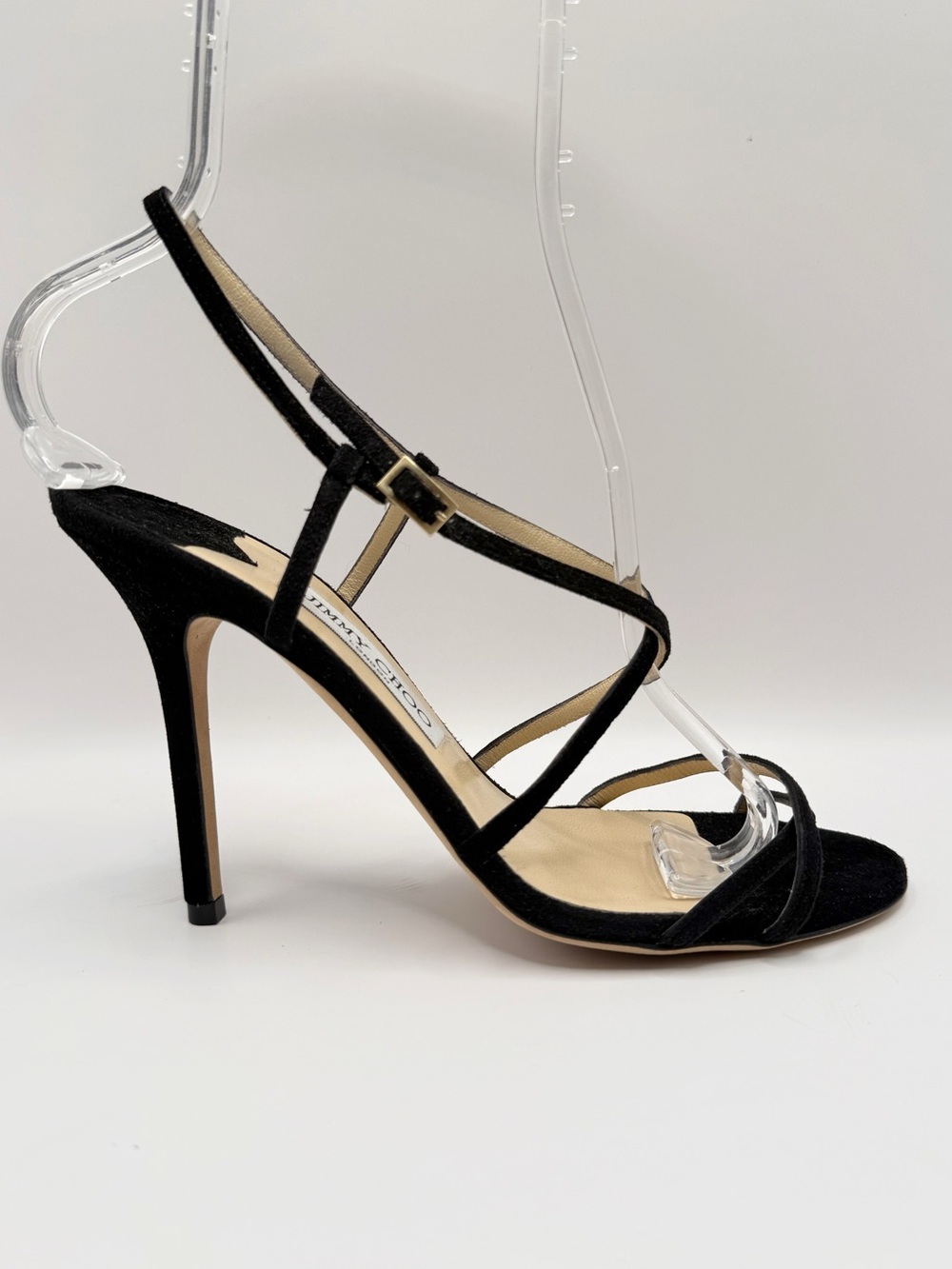 Authentic Jimmy Choo Black Suede Elaine Strappy Sandals High Heels Stiletto - Picture 2 of 15